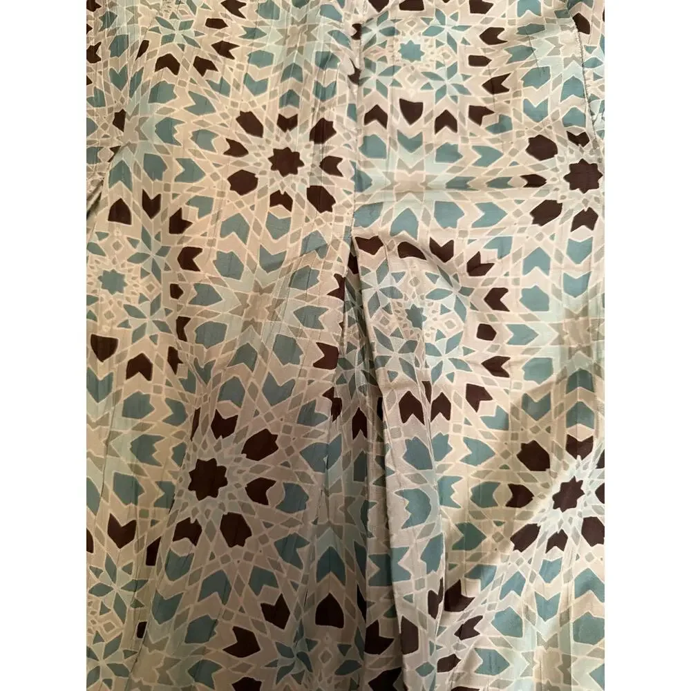 Vintage Banana Republic Y2K Silk Geometric Mosaic A-Line Skirt Boho Chic Twee